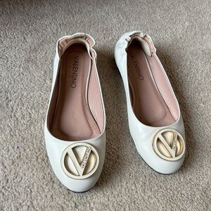 Valentino Women's Cream Logo Flats